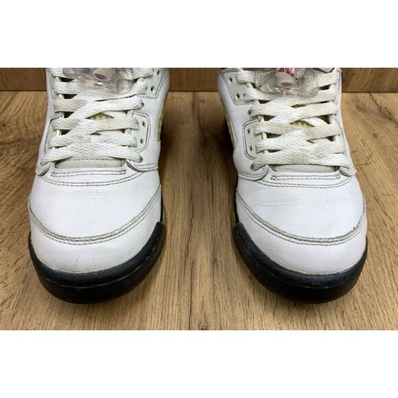 Nike Air Jordan 5 Retro Mid Fire Red Silver Tongue Sneakers 5Y White 440888-102 - Picture 6 of 16